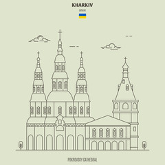 Intercession Cathedral in Kharkiv, Ukraine. Landmark icon