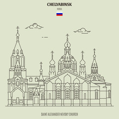 Saint Alexander Nevsky Church in Chelyabinsk, Russia. Landmark icon
