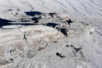 Weathered rock on the Barca plateau near the Central point of the Kailas Mandala at an altitude of more than 4000 meters. Tibet, China