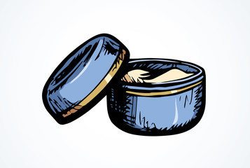 Open jar of face cream. Vector drawing