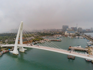 Aerial view of the Lover's Bridge of Tamsui Fisherman's Wharf