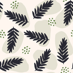 Obraz premium Seamless Abstract Leaf Shapes Pattern
