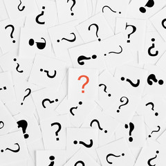 Pile of question mark signs scattered around