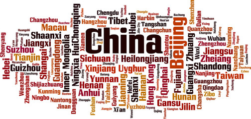 Cities in China word cloud