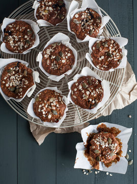 Blueberry Breakfast Muffins on Wire Rack