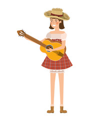 farmer woman with musical instrument