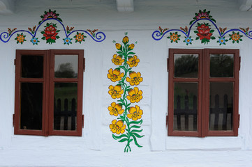 Colorful flower decorative paintings in Zalipie Village in Poland