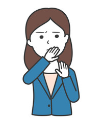 嫌がり、避けようとするスーツを着た女性