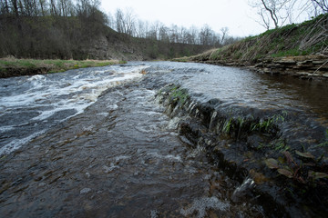 fast river in spring mountains