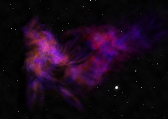 Star field in space and a nebulae. 3D rendering