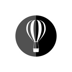 Hot air balloon icon, black circle