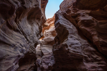 Beautiful landscape view of the Red Canyon in Eilat, Israel. Taken during a sunny sunrise.