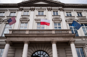 flaga Polski USA EU © FOTOWAWA