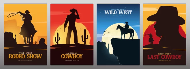 Set von Cowboy-Bannern. Rodeo. Wild-West-Banner. Texas. Vektor-Illustration. © leo_d