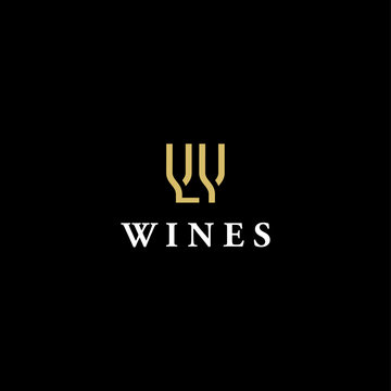 double wine glass logo design