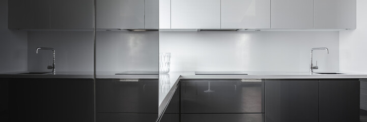 Gray and white kitchen unit