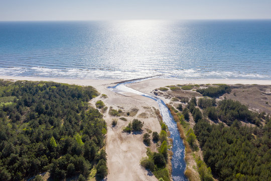 Baltic Sea Latvia Coast In Nice Spring Afternoon.