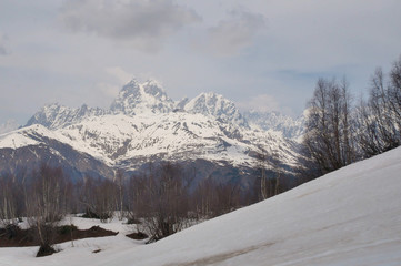 Fototapeta premium Mountains of Georgia, a trip along the mountain range
