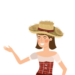 farmer woman with straw hat