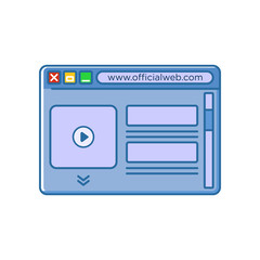 simple flat minimalist web page layout design with video playlist. Suitable for illustration of video channel user interface.