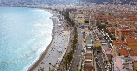 Top view on Promenade des Anglais, one of the most beautiful of Europe.