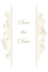 Decorative line golden peonies wedding card template. Can be used for cards, invitations, banners, posters, print design. 