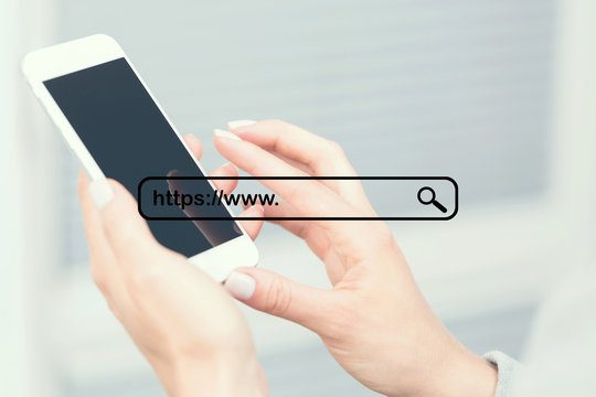 Concept of Internet search. Secure connection https. Shallow depth of field.