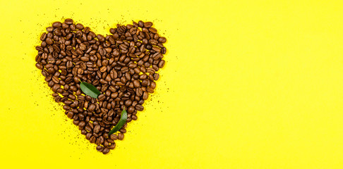 Coffee beans in shape of heart