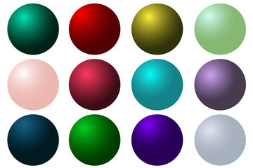 Set of multicolored circles. Bright, glowing balls. Vector illustration.