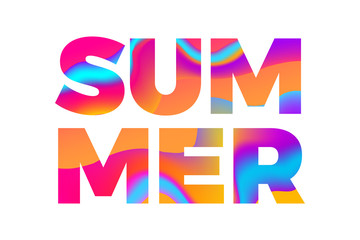 Summer banner. Abstract vibrant gradient lettering. Vector illustration.