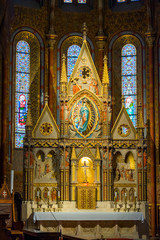 Fototapeta na wymiar Budapest March 5, 2018, Matthias Catholic Church, inside view of the Altar