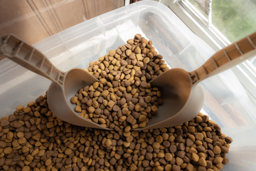 dog food is ready to scoop up and serve