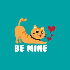 Cute cats in love. Valentines day Vector