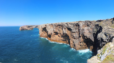 Fototapeta na wymiar View of Saint Vincent Cape, Faro de Sagres , Cabo San Vincente, Algarve, Portugal