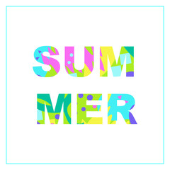 Word Summer with colored abstract fill. Cheerful inscription for the best time of the year. Great for cards, textiles, posters and other types of design.