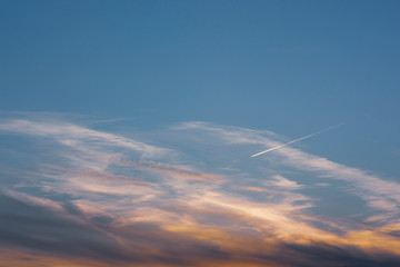 Beautiful Iridescent cloud, Rainbow Cloud and Sunset