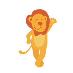 Fototapeta premium cute little lion in cartoon style on white background
