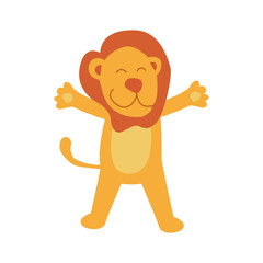 cute little lion in cartoon style on white background
