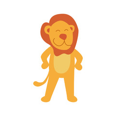 cute little lion in cartoon style on white background