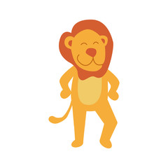 cute little lion in cartoon style on white background