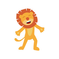 cute little lion in cartoon style on white background
