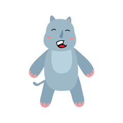 cartoon funny rhinoceros isolated on white background.