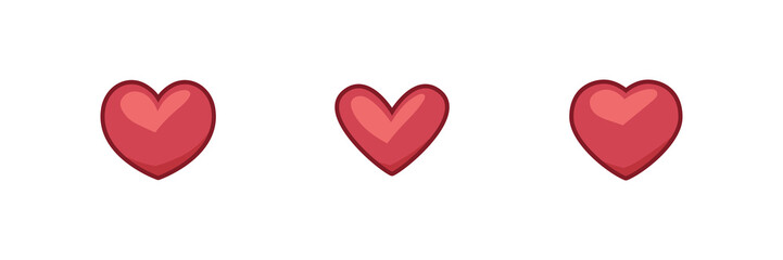 Heart illustrated icons, love symbol. Hearts set.