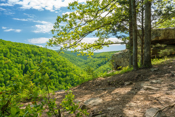 Whitaker Point Landscape view from rock cliff hiking trail, Ozark mountains, nwa northwest arkansas