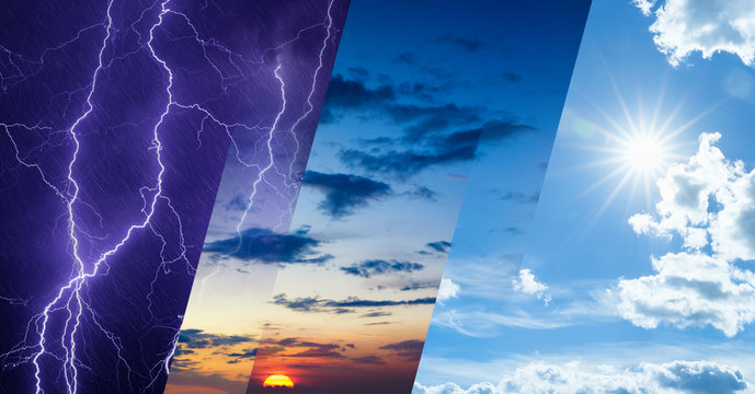 Weather forecast concept, collage of variety weather conditions Stock Photo  | Adobe Stock