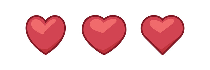 Heart illustrated icons, love symbol. Hearts set.