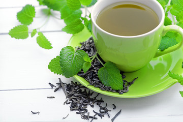 healthy tea with mint leaves