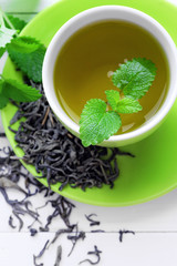 healthy tea with mint leaves