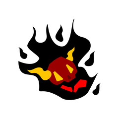 skull on fire with white background