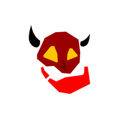 Horned skull vector on white background